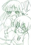  ! 2girls child crossdressinging green kagami_kuro kodomo_no_jikan kokonoe_rin mishima_hiroji monochrome multiple_girls sketch 