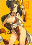  1girl bad_id breasts fatal_fury king_of_fighters nessie nessie_(kska) pelvic_curtain revealing_clothes shiranui_mai snk solo the_king_of_fighters 