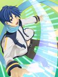  1boy blue_hair blue_scarf kaisen kaito male_focus scarf short_hair solo vocaloid 