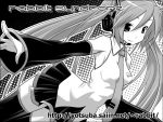  1girl hatsune_miku hermmy long_hair monochrome solo twintails very_long_hair vocaloid 