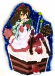  00s 1girl bow cake candle christmas food fruit icing kino kino_no_tabi marumi_(sjohast) pantyhose pastry ribbon strawberry 
