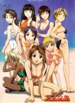  6+girls aoyama_motoko beach bikini bob_cut highres kaolla_su konno_mitsune love_hina maehara_shinobu multiple_girls narusegawa_naru ocean official_art otohime_mutsumi sarah_mcdougal swimsuit urashima_haruka 