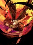  1girl black_wings cis_(carcharias) female looking_at_viewer shameimaru_aya solo sunset touhou wings 