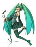  flat_chest hatsune_miku long_hair microphone microphone_stand mishima_hiroji thigh-highs twintails very_long_hair vocaloid zettai_ryouiki 