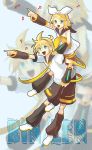  1boy 1girl brother_and_sister kagamine_len kagamine_rin kaisen siblings twins vocaloid 