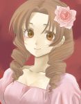  brown_eyes brown_hair drill_hair flower kaisen lowres rose 