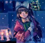  00s 1girl book bow candle christmas kokoro kokoro_(kokoro_toshokan) kokoro_toshokan mediaworks mutsuki_(moonknives) oekaki snow solo 