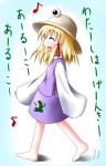  1girl barefoot female hat moriya_suwako solo touhou 