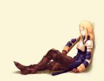  1girl agrias_oaks final_fantasy final_fantasy_tactics kurumaebi sitting solo 