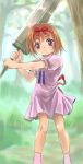  big_sword brown_hair child dress forest hair_ribbon hairband highres mutsuki_(moonknives) nature ribbon short_hair source_request sword violet_eyes weapon 
