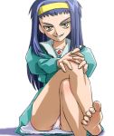  90s barefoot feet haruyama_kazunori lowres neo_ranga panties school_uniform serafuku shimabara_yuuhi soles toes underwear 