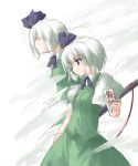  2girls blue_eyes female konpaku_youmu konpaku_youmu_(ghost) multiple_girls sakuraba_yuuki touhou white_hair 