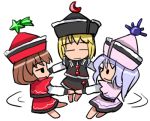  3girls chibi female hand_holding lowres lunasa_prismriver lyrica_prismriver merlin_prismriver multiple_girls siblings sisters spinning touhou 