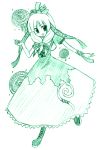  1girl female front_ponytail green kagiyama_hina monochrome ngayope solo touhou 