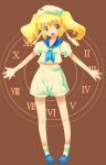  1girl anchor anchor_(symbol) blonde_hair brown_eyes female hat kitashirakawa_chiyuri michii_yuuki midriff navel phantasmagoria_of_dim._dream sailor sailor_collar sailor_hat shorts socks solo touhou twintails yellow_eyes 