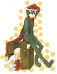  00s 1girl androgynous asahikawa_hiyori christmas gift green_hair hat kino kino_no_tabi reverse_trap santa_hat solo 