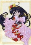  absurdres ahoge aizawa_sumie black_hair blush hair_ribbon heart highres jewelry long_hair ribbon shakugan_no_shana shana wrapped_up 