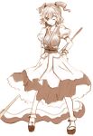  1girl brown female monochrome onozuka_komachi scythe solo takaharu touhou 