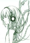  1girl bad_id green headphones mecha_musume monochrome original sentimental_vector shouichi solo 