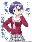  1girl glasses hair_ornament hairclip horiguchi_hiroshi original school_uniform serafuku solo translated 