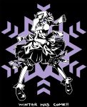  1girl female letty_whiterock monochrome purple snowflakes solo spot_color touhou yu-ki yuuki_(snowhouse) 