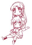  2girls asakura_ryouko half_updo kairakuen_umenoka lowres monochrome multiple_girls nagato_yuki red suzumiya_haruhi_no_yuuutsu 