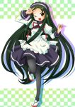  apron fang green_hair long_hair michii_yuuki pantyhose suzumiya_haruhi_no_yuuutsu tsuruya very_long_hair waitress 
