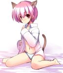  animal_ears cat_ears cat_tail matsuzaki_yutaka open_clothes open_shirt original panties shirt tail underwear 