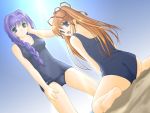  2girls ass braid hair_intakes kanon minase_akiko multiple_girls one-piece_swimsuit sawatari_makoto school_swimsuit swimsuit 