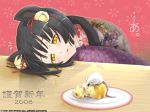  00s 2008 animal_ears bell cat_ears cheese japanese_clothes kimono kohime_mio mouse new_year saliva 