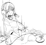  1girl female hakurei_reimu headphones monochrome moriya_suwako oekaki sakuraba_yuuki solo tears touhou 