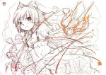  1girl female fujiwara_no_mokou monochrome sketch solo spot_color touhou yuu_(kfc) 