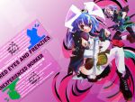  2girls animal_ears blue_eyes blue_hair blush boots bridal_gauntlets bunny_tail cape engrish female gun handgun kamiya_yuu katana konpaku_youmu mauser_c96 multiple_girls no_panties pantyhose pistol pixel_phantom purple_hair rabbit_ears ranguage red_eyes reisen_udongein_inaba skirt sword tail text thigh-highs touhou wallpaper weapon 