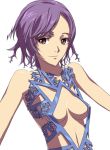  1girl bare_shoulders breasts fractal kawamura_rakunan kawamura_rukanan original purple_hair red_eyes short_hair solo 