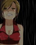  1girl breasts caffein cleavage meiko outdoors rain solo tears vocaloid 