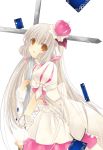  00s 1girl :o bent_over blonde_hair brown_eyes chii chobits cross dress gloves hair_ornament hairpin long_hair looking_at_viewer parted_lips puffy_short_sleeves puffy_sleeves robot short_sleeves solo standing white_dress white_gloves yukian 