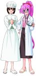  2girls brown_hair doctor glasses koutetsu_tenshi_kurumi kurumi_(koutetsu_tenshi_kurumi) medical multiple_girls nurse pink_hair ponytail saki_(koutetsu_tenshi_kurumi) stethoscope 