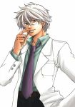  1boy alternate_costume cigarette gintama glasses male_focus necktie sakata_gintoki solo white_background 