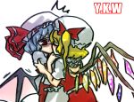  2girls bat_wings female flandre_scarlet hat incest kiss multiple_girls remilia_scarlet siblings sisters touhou wings yuri 