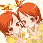  2girls futami_ami futami_mami idolmaster multiple_girls siblings sisters sketch smile takehito twins v 