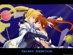  2girls bardiche blonde_hair breasts fate_testarossa highres hug kannazuki_no_miko lyrical_nanoha mahou_shoujo_lyrical_nanoha miko_embrace multiple_girls parody raising_heart takamachi_nanoha under_boob yuri 