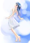  1girl barefoot blue_eyes blue_hair clouds dress feet ikeda_jun_(mizutamari) long_hair original sky soles solo toes 