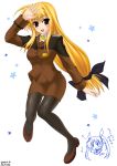  00s 1girl 2008 artist_name bad_id blonde_hair dated fate_testarossa long_hair low-tied_long_hair lyrical_nanoha mahou_shoujo_lyrical_nanoha mahou_shoujo_lyrical_nanoha_strikers military military_uniform pantyhose red_eyes saxasa_kisuk signature solo tied_hair uniform very_long_hair 