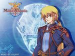  00s 1boy 2007 alchemy atelier_(series) blonde_hair blue_background brown_eyes gust long_hair male_focus mana_khemia mana_khemia_(series) official_art roxis_rosenkranz solo wallpaper yoshizumi_kazuyuki 