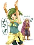  1boy 1girl \o/ armpits arms_up final_fantasy final_fantasy_iv green_eyes green_hair outstretched_arms rydia rydia_supporter tella translated younger 