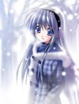  blue_eyes blush clannad long_hair otoki_raku sakagami_tomoyo snow 