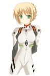  1girl ayanami_rei ayanami_rei_(cosplay) cosplay fate/stay_night fate_(series) neon_genesis_evangelion plugsuit saber simple_background solo 