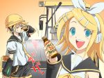  1boy 1girl brother_and_sister iga_tomoteru kagamine_len kagamine_rin siblings steamroller translated translation_request twins vocaloid 