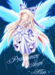  1girl angel angel_wings blonde_hair bow desuno detached_sleeves disgaea dress flonne makai_senki_disgaea multiple_wings seraph solo wings 