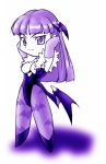  1girl bat_print capcom chibi demon_girl leotard lowres morrigan_aensland pantyhose patterned_legwear print_legwear solo succubus vampire vampire_(game) wings 